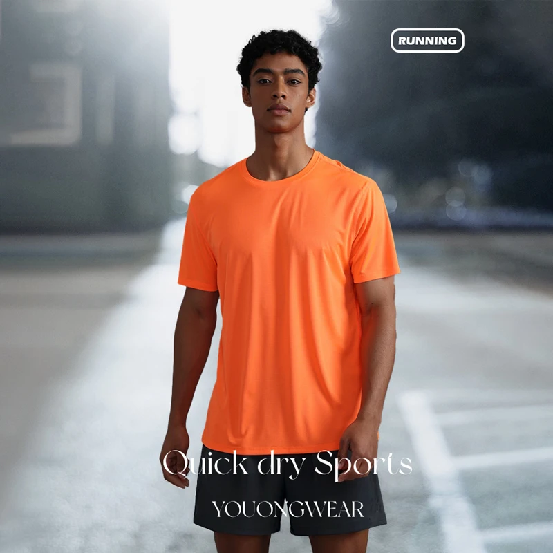 High Quality Men Breathable Fast Drying Running Sports Fitness Breathable Comfortable Short Sleeve T-shirt Casual Light Gym Tops