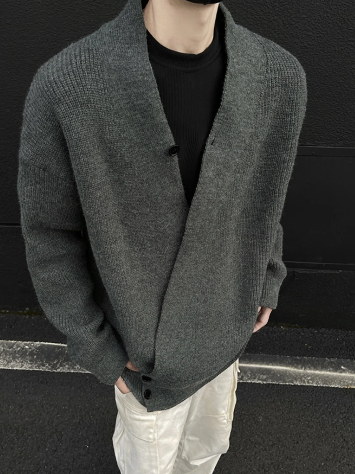 

Мужской кардиган-свитер American Sle, осенне-зимний, вязаный, свободного кроя, повседневный, с эффектом «чистого» кроя, свободный крой