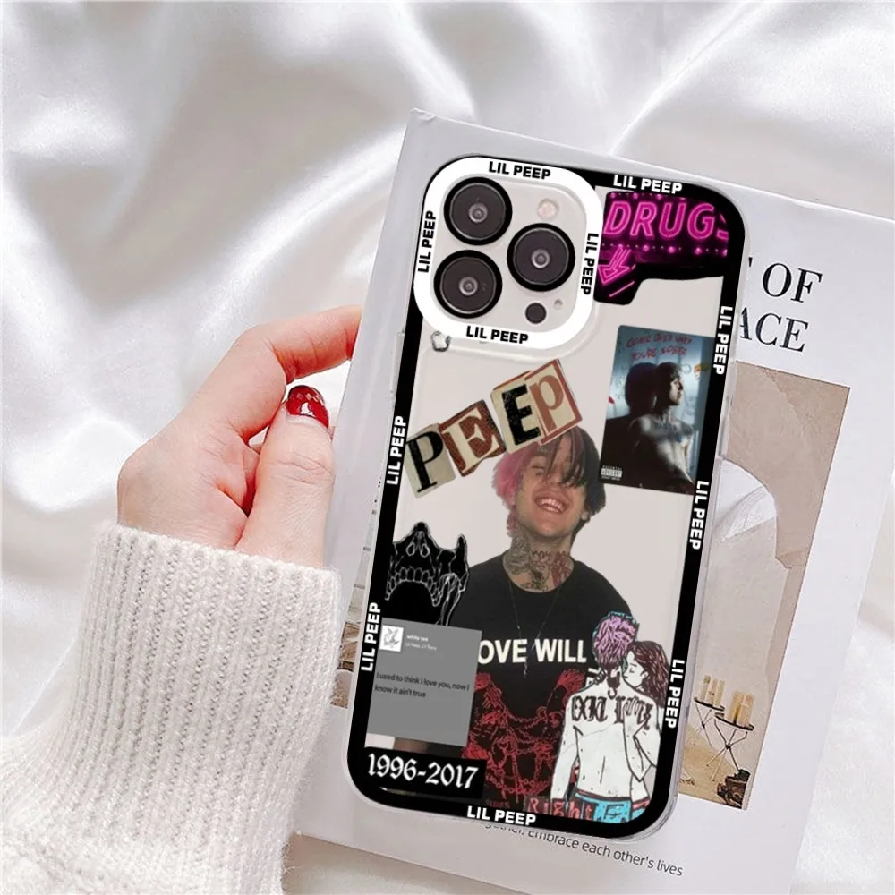 Hip Hop Rapper Lil P-Peep Phone Case For iPhone 11 12 13 14 Mini Pro Max XR X XS TPU Clear Case