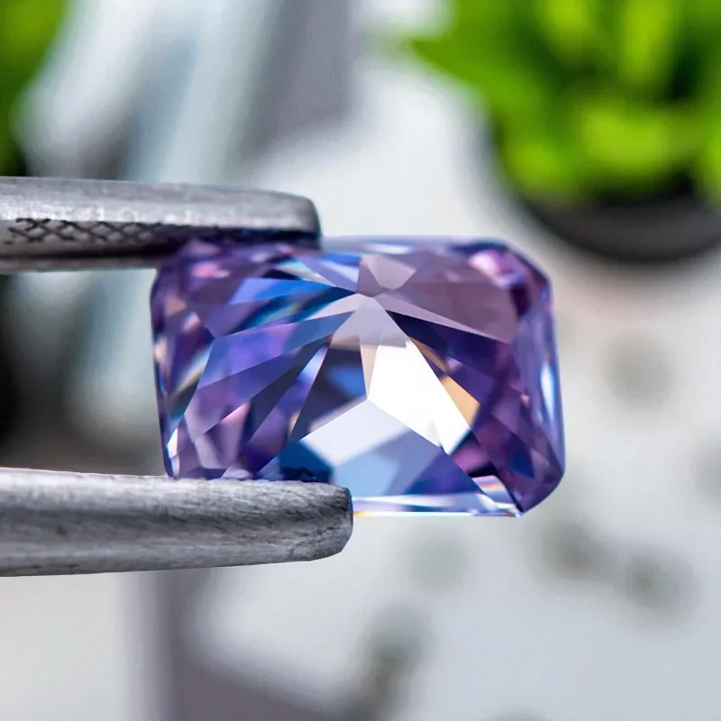 Moissanit-Stein, Radiant-Schliff, Lavendelfarbe, VVS1, loser Edelstein mit Zertifikat, bestanden bei Diamanttester, für die Schmuckherstellung – Detail 6