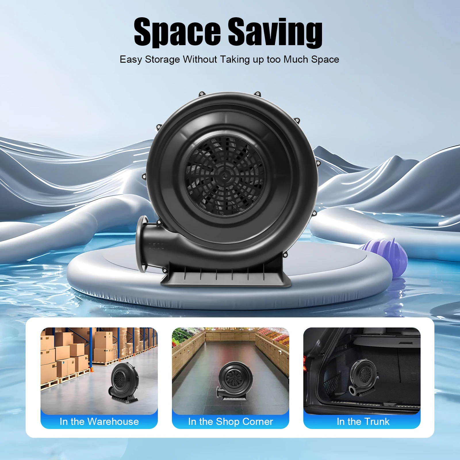 منفاخ هواء 250 وات 420 م 3 / ساعة 1100 باسكال ضغط عالي لشريحة قلعة خيمة ترامبولين قابلة للنفخ