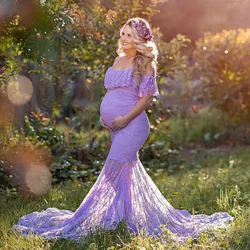 Pregnant woman baby shower Christmas dress long sleeve lace dress pregnant woman fancy photo shooting photography props clothes