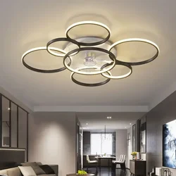 Living Room Circular European and American Fan Light Luxury Creative Bedroom Study Fan Light Cross-border 110V Ceiling Fan Light