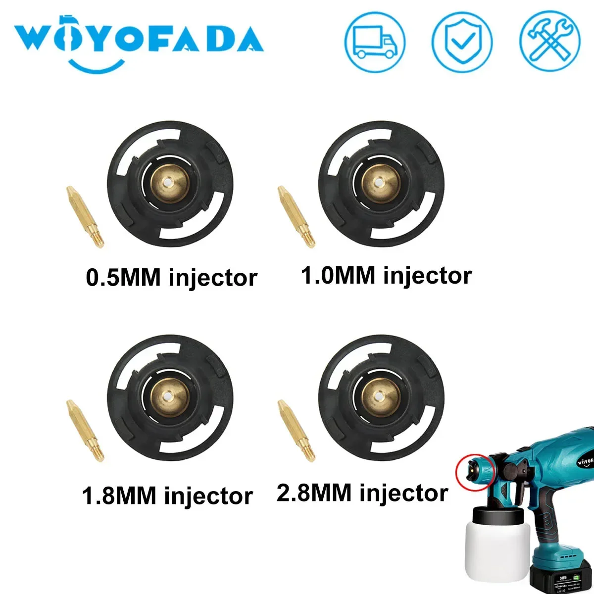 Substituição do Bico do Pulverizador de Pintura Ponta do Aerógrafo Danificado Antigo Pro Painting Gun 0.5 mm mm 1.8 mm mm mm