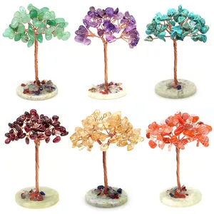 Money Tree Natural Crystal Healing Stone Base Base Reiki Gemstones Copper Wire Brafts Feng Shui Decoración del hogar Regalos 10 Mejores árboles de cobre de ventas - №10