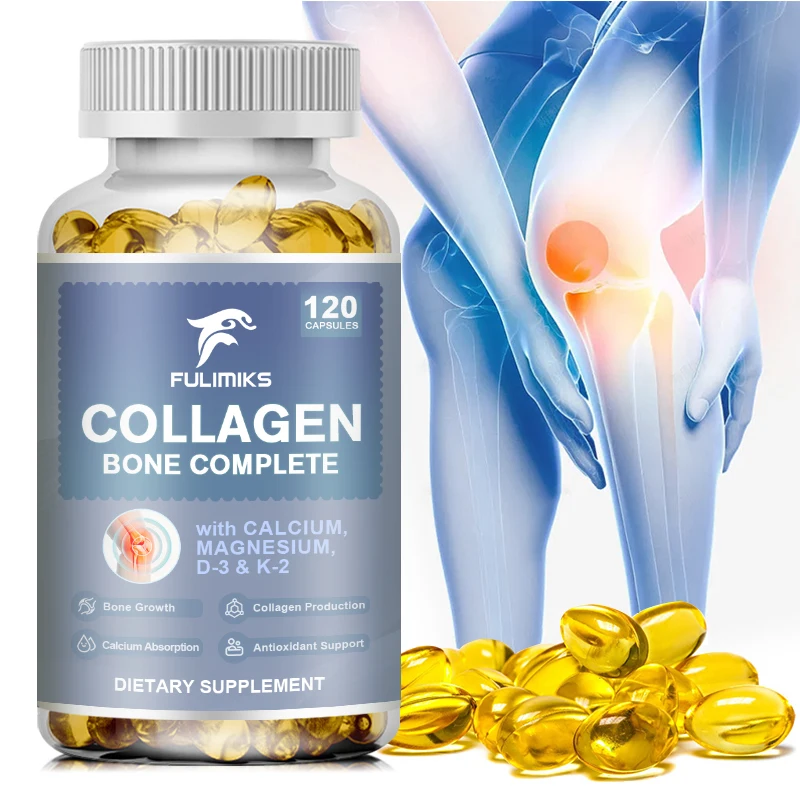 Collagen Bone Complete Capsules Plant Calcium & Magnesium for Bone Growth Collagen Calcium Absorption Antioxidant Support