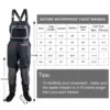 Goture 품질 두꺼운 플라이 낚시 Waders 100% 방수 낚시 의류 가슴 작업복 Waders 통기성 부츠 S M L XL XXL 3