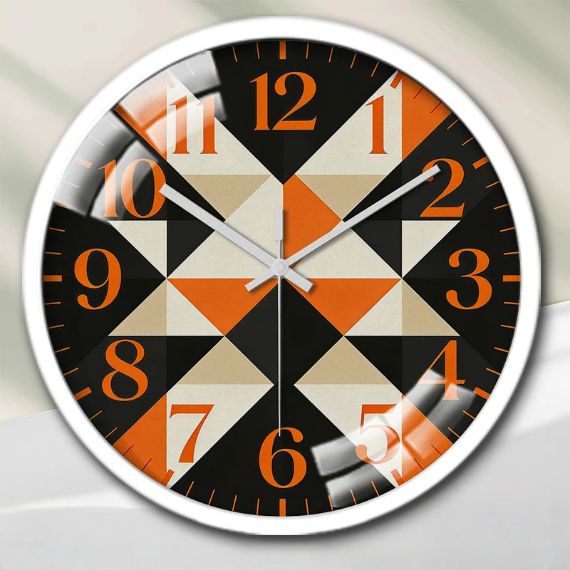 Geometric Patchwork Cartoon Round Silent Hanging Wall Clock, Suitable For Living Room,School,Study Room,Bedroom,Children's Gifts