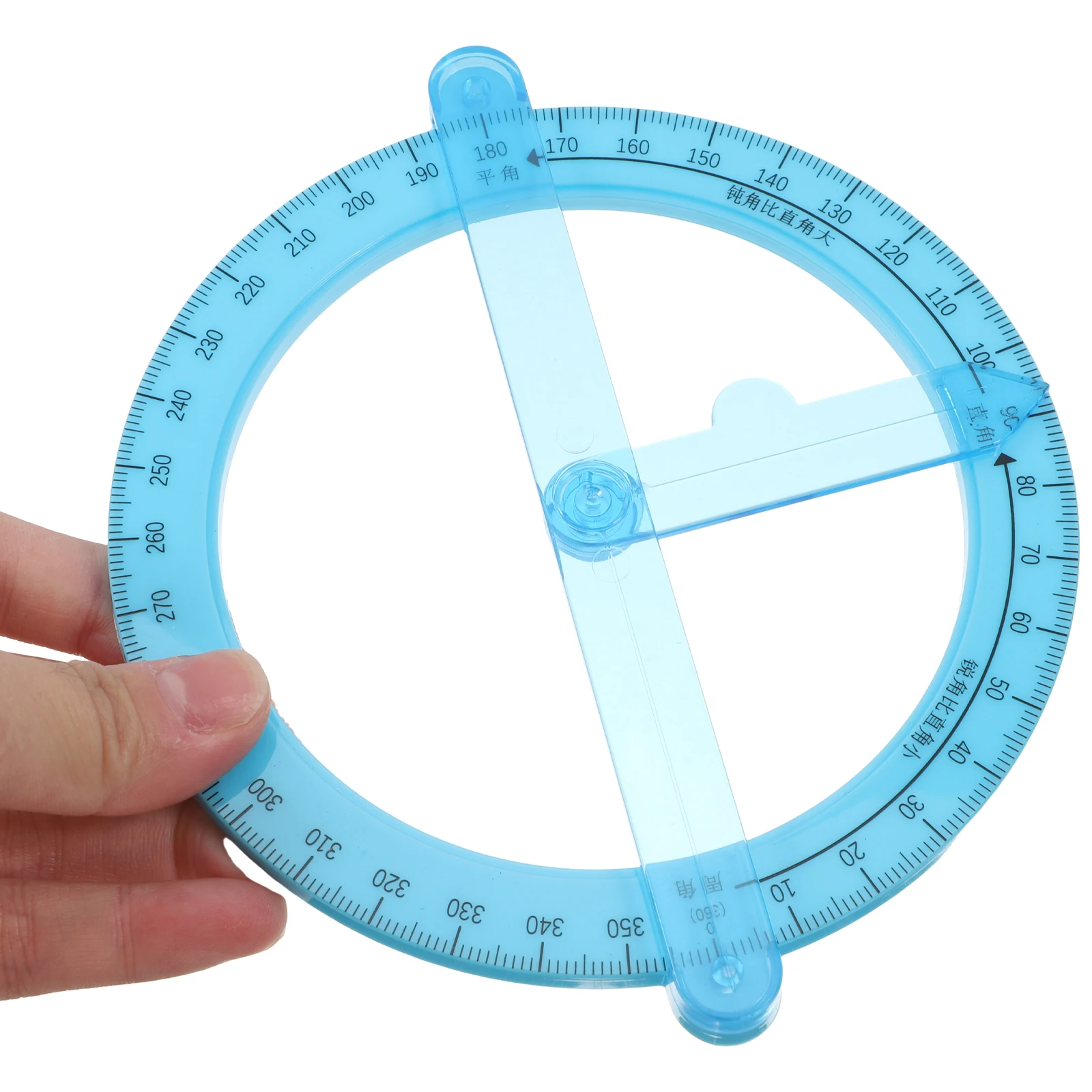5Pcs 360 Degree Protractor Circular Movable Angle Blue Multifunctional Drawing Ruler for Technical School Office Engineering