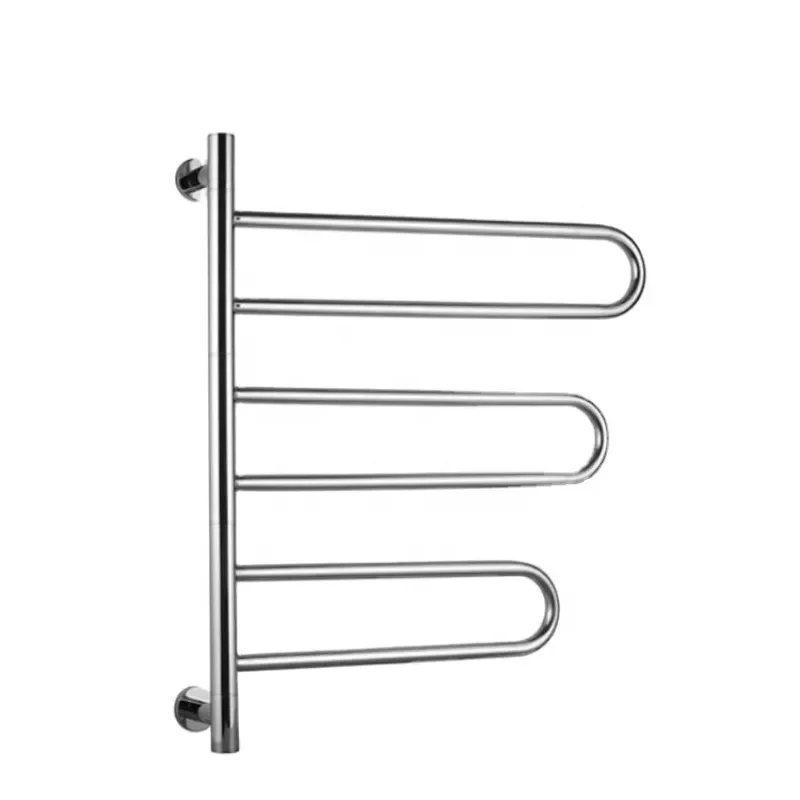 Bathroom Fashion Polished Chrome SUS 304 Round Swivel Electric Towel Rail