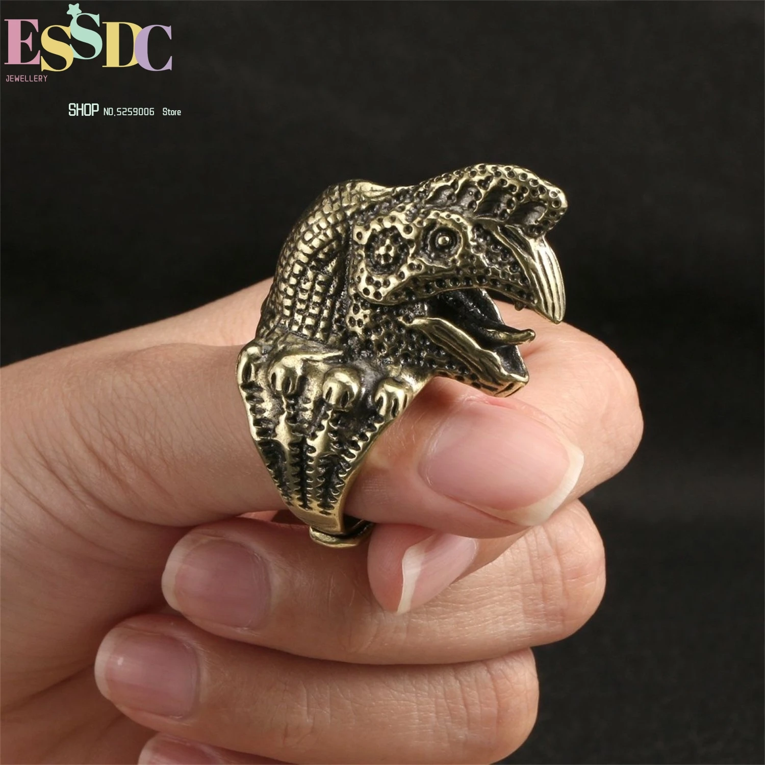 Mens Retro Brass Ring Antique Style Rooster Head Cock Design Punk Gothic Bold Statement Jewelry For Men Hip Hop Art Craft Ring