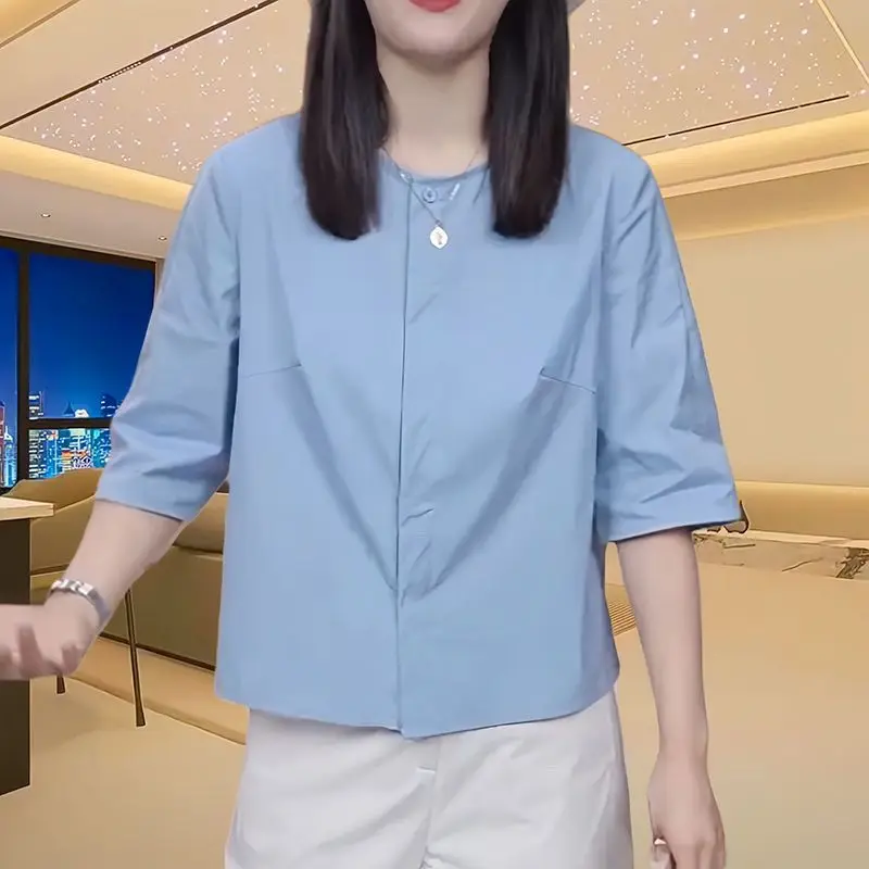 

Korean Sle Loose Women's Faionable ort Sve Chiffon irt Summer New Arrival Ele Casual Trendy Top