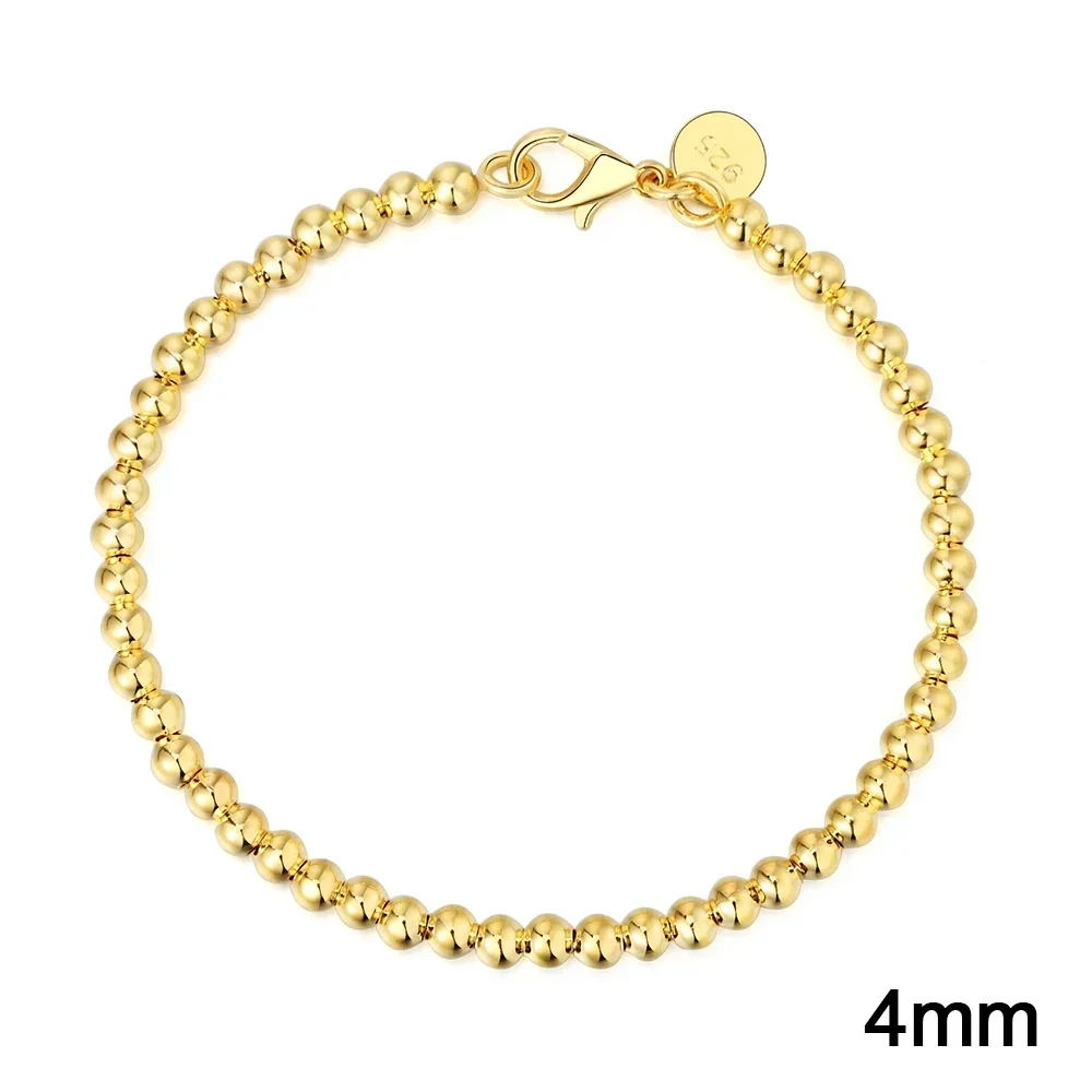 SAIYE-pulsera de oro de 18k para hombre y mujer, brazalete de Cadena lateral de 8 pulgadas, 20cm, 4/6/8/10mm, joyería de compromiso de boda, regalos