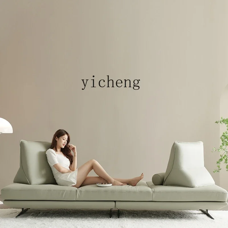 

Leather Living Room Straight Row Light Luxury Double-Sided Sitting without Armrest Cream Style Sofa