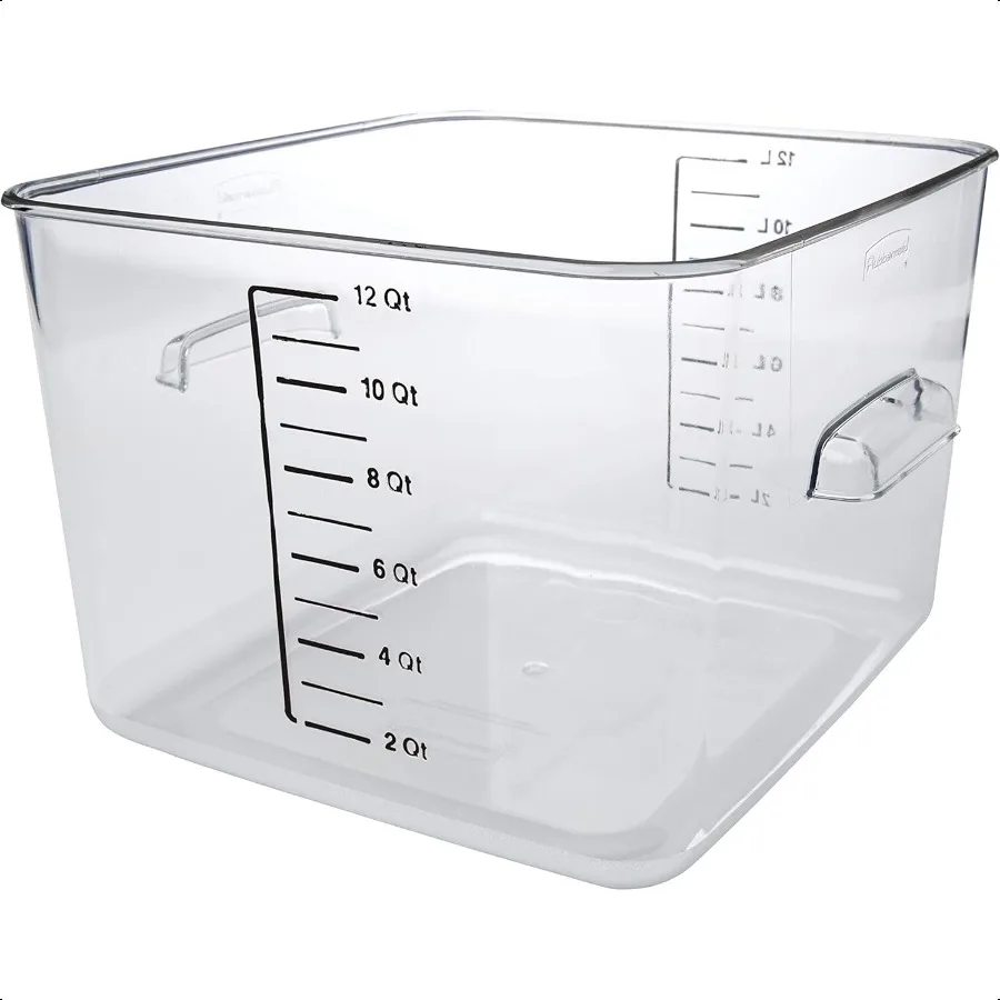 

Space Saving Square Food Storage Container 12 Quart Clear for Kitchen Sous Vide Meal Prep