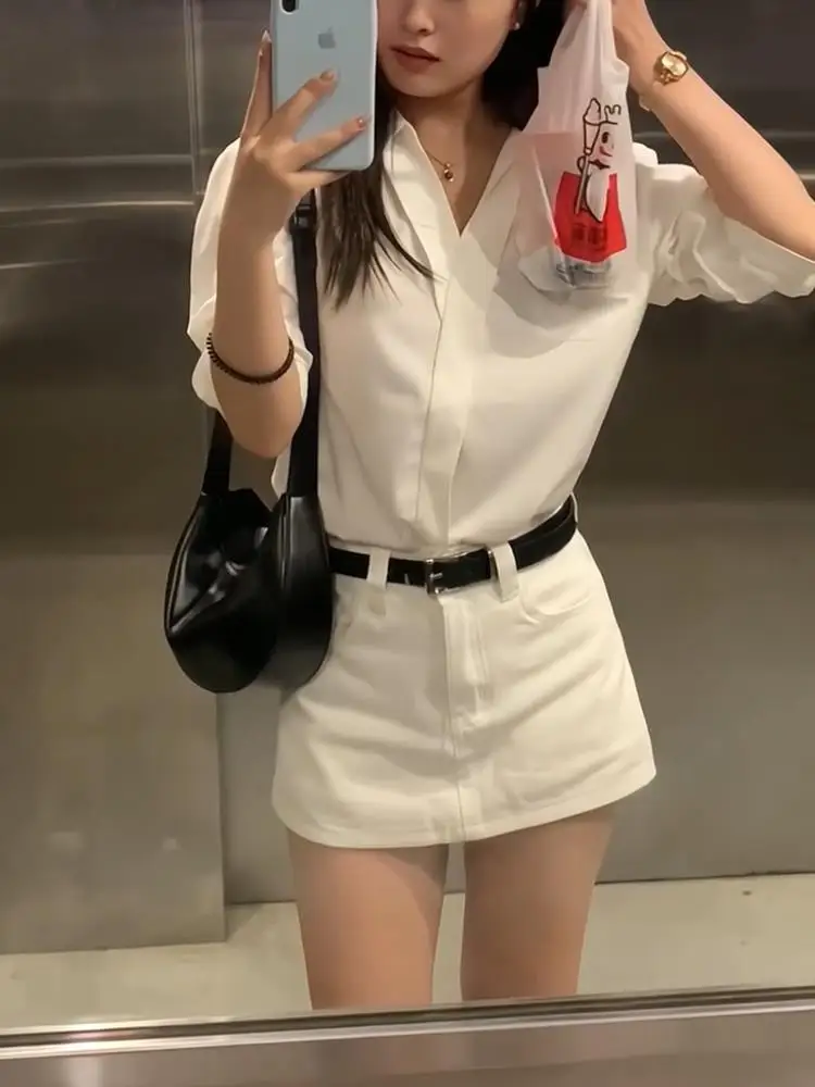 Recommandation au niveau Chao! Jupe en jean rétro américaine pour femmes, Sexy, Anti-lumière, ligne a, pantalon, taille haute, Design