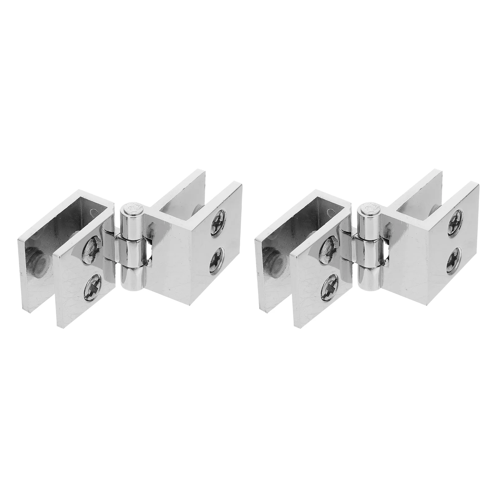 2 Pcs Zinc Alloy Glass Door Hinge Sturdy Cabinet Hinge Non Opening for Kitchen Cabinets Frameless Shower Bookcase Cooler