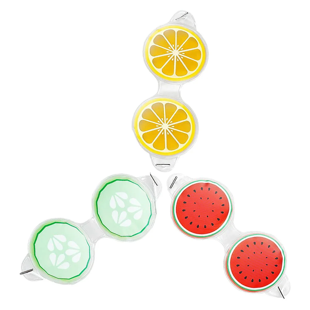 

3 шт., ледяная маска для глаз, фруктовый дизайн, летнее охлаждение, многоразовые процедуры, темные круги, глаза, мешки под глазами, головные уборы