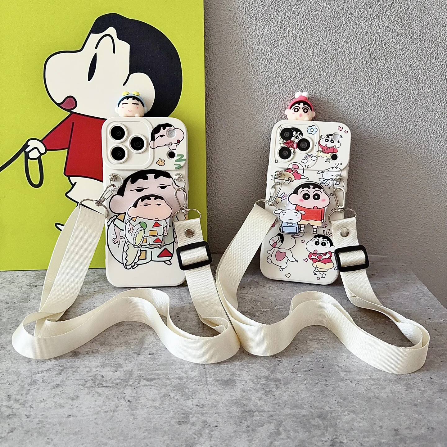 For Samsung Galaxy A01 A02 A10 A10s A20 A20E A30 A50 A70 Pajamas Shin‑chan Case With Holder Rope