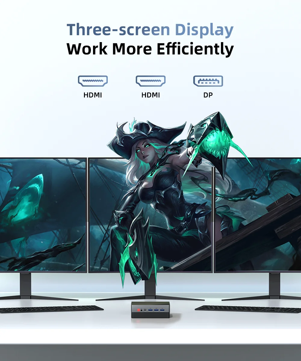 TexHoo MINI PC AMD R7 7730U Ryzen 5 7530U 4500U Dual DDR4 WIFI6 LAN*2 1*DP 2*HDMI 3 Display Desktop Computer Windows11 3xUSB3