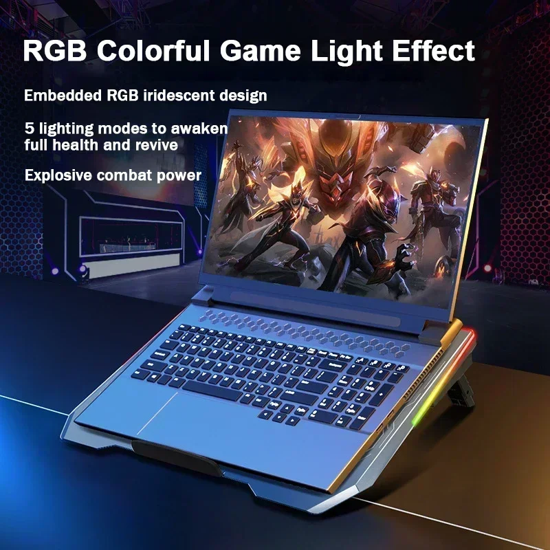 RGB красочный свет с воздушным охлаждением, охлаждающая подставка для ноутбука, 3, вентиляторы, кулер для ноутбука, высокоскоростной охлаждающий радиатор, рассеивание тепла компьютера