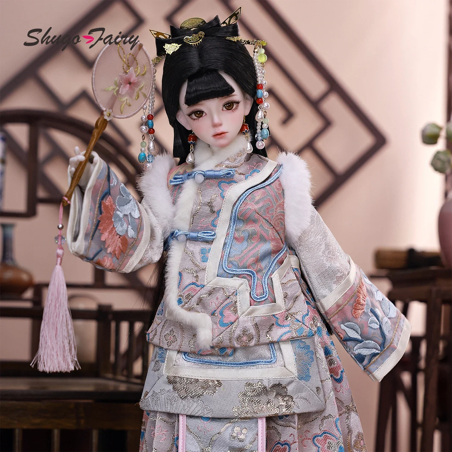 ShugaFairy Delia 1/4 Bjd Dolls Fullset Original Winter Chinese Style Court Small Chest Elf Resin Bjd Full Doll Real Size