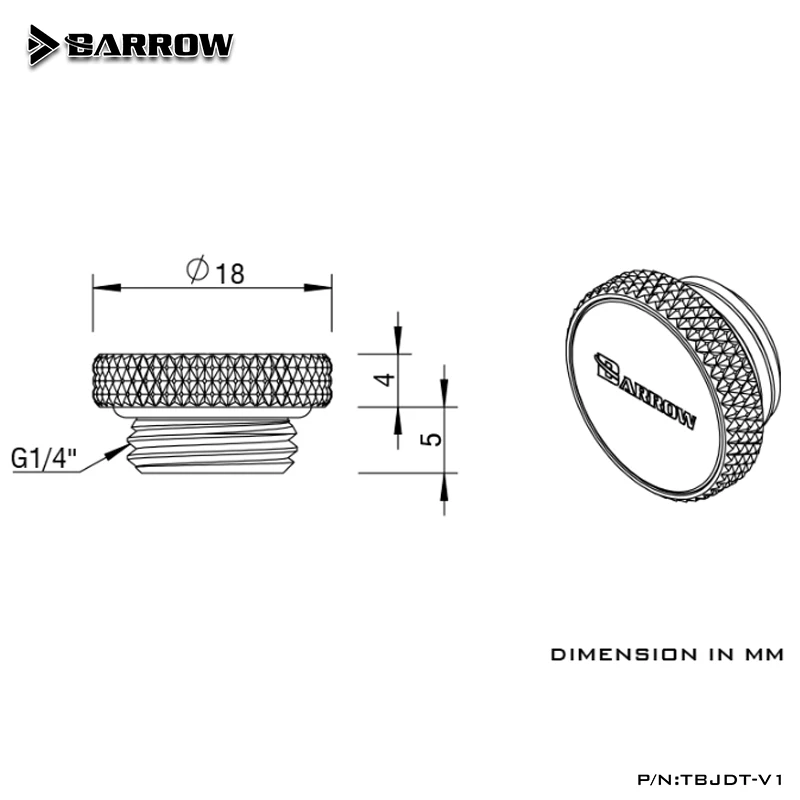 Barrow G1/4'' Mirror Finish Water Stop Plug Fitting PC Cooling Black,Silver,White TBJDT-V1 2Pcs