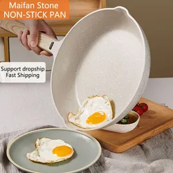 Maifan Stone Non Stick Pan Household Induction Cooker Universal Non-Stick Light Smoke Steak Fried Egg Frying Pan Crepe Pancake