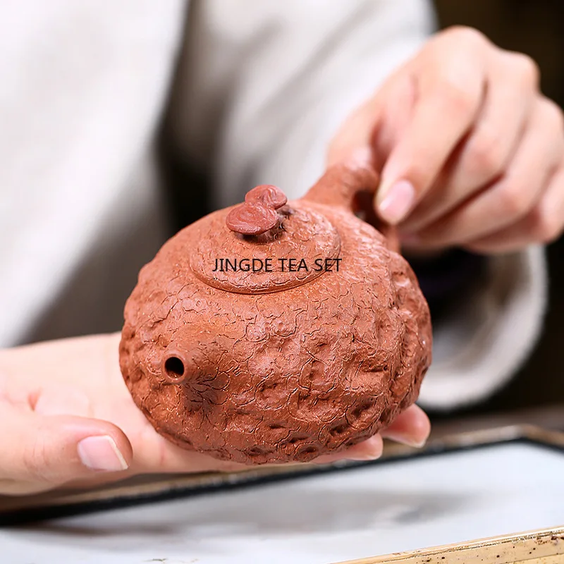 

220cc Yixing purple clay teapot handmade drip lingzhi kung fu tea set pu erh tea pot maker