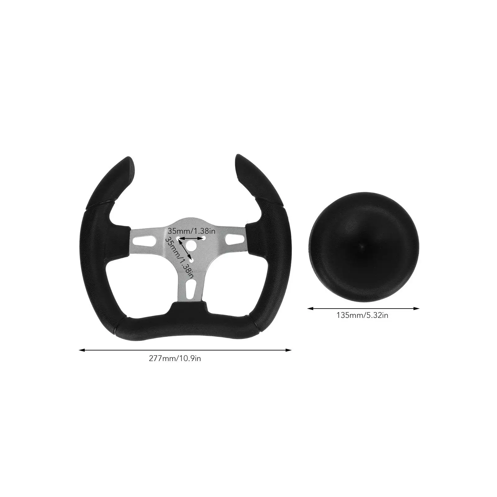 Kart Steering Wheel 277mm Black Racing Steering Wheel for 4 Wheeled Vehicles