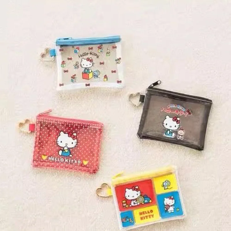 Cute Hello Kitty Kawaii Sanrio Pvc Storage Small Portable Skin Care Waterproof Cosmetic Bag 50th Anniversary Limited Design Gift