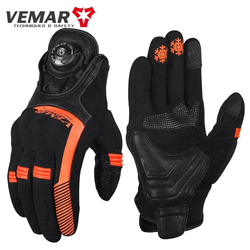 VEMAR VE-308 Gloves Motorcycle Riding Luva Motorcyclist Touch Screen Rotating Button Adjustment Moto Racing Breathable Gloves