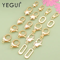 YEGUI M824,jewelry accessories,lobster clasp hooks,18k gold plated,0.3 microns,necklace bracelet,jewelry making,10pcs/lot