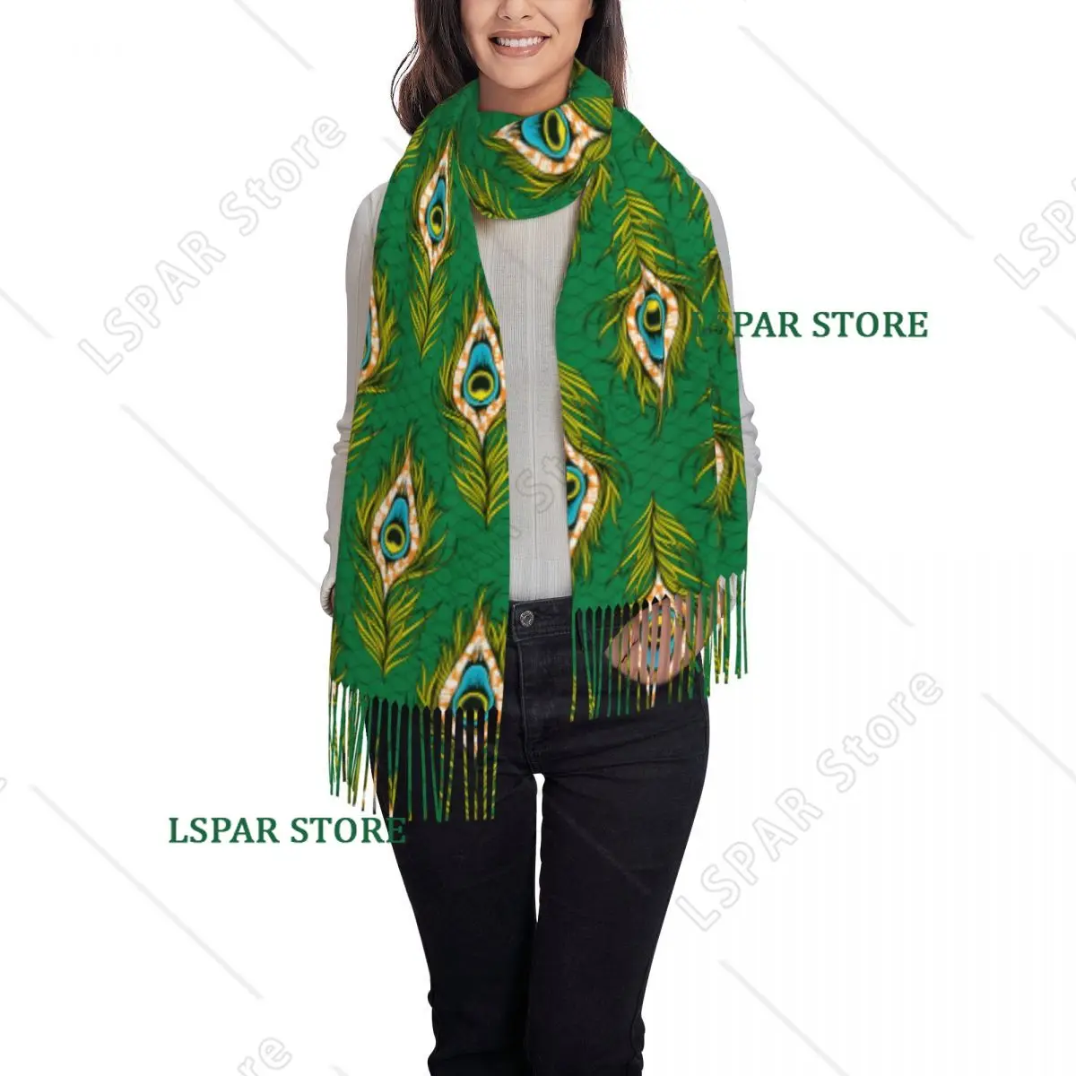 Custom Print African Peacock Pattern Scarf Women Men Winter Warm Scarves Ankara Style Shawls Wraps