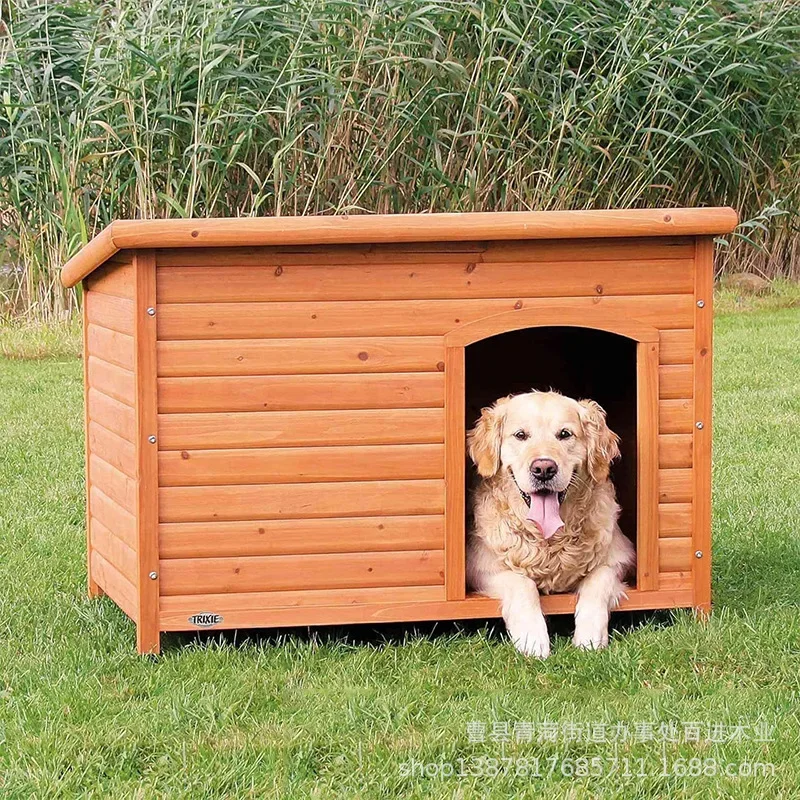 Wooden pet kennel dog real wood house outdoor solid wood carbonization four-season universal house kennel pet house can be deter