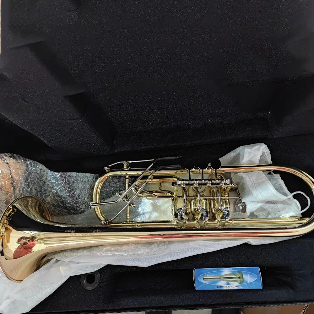 piccolo Flat keys B keys trumpet open two-hole treble keys Italian handmade lacquered gold brass instrument with case