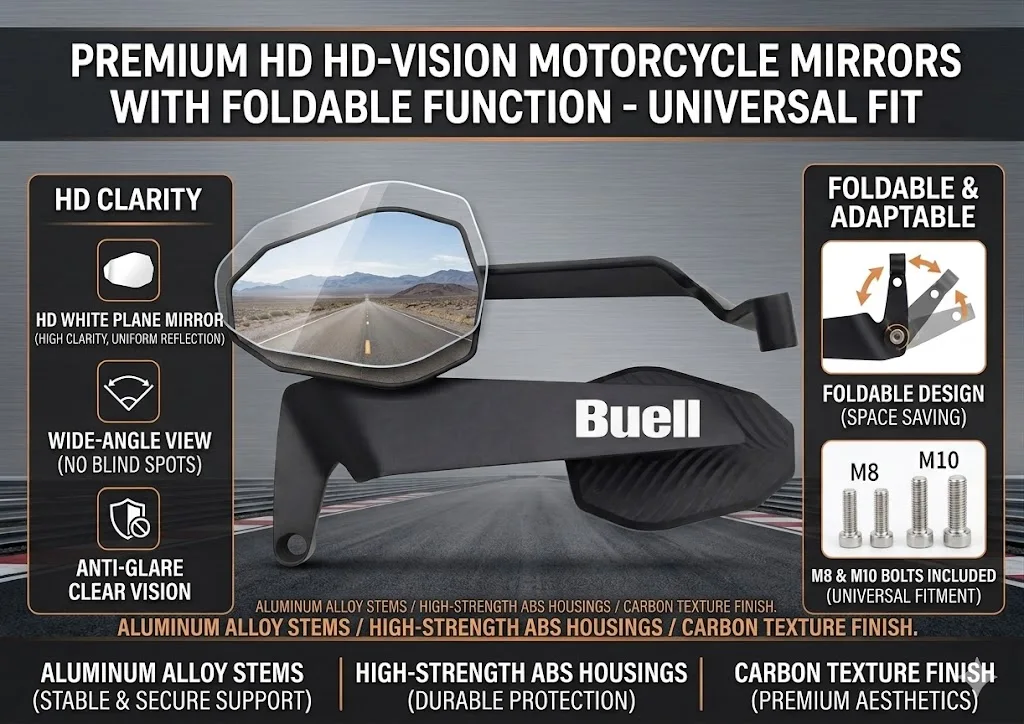 Modified Wind Wing Motorcycle Side Rearview Mirrors Accessorie For  Buell 1125R 1125Cr X1 Xb9r Xb9 Xb12 Xb9sx Ulysses XB12s