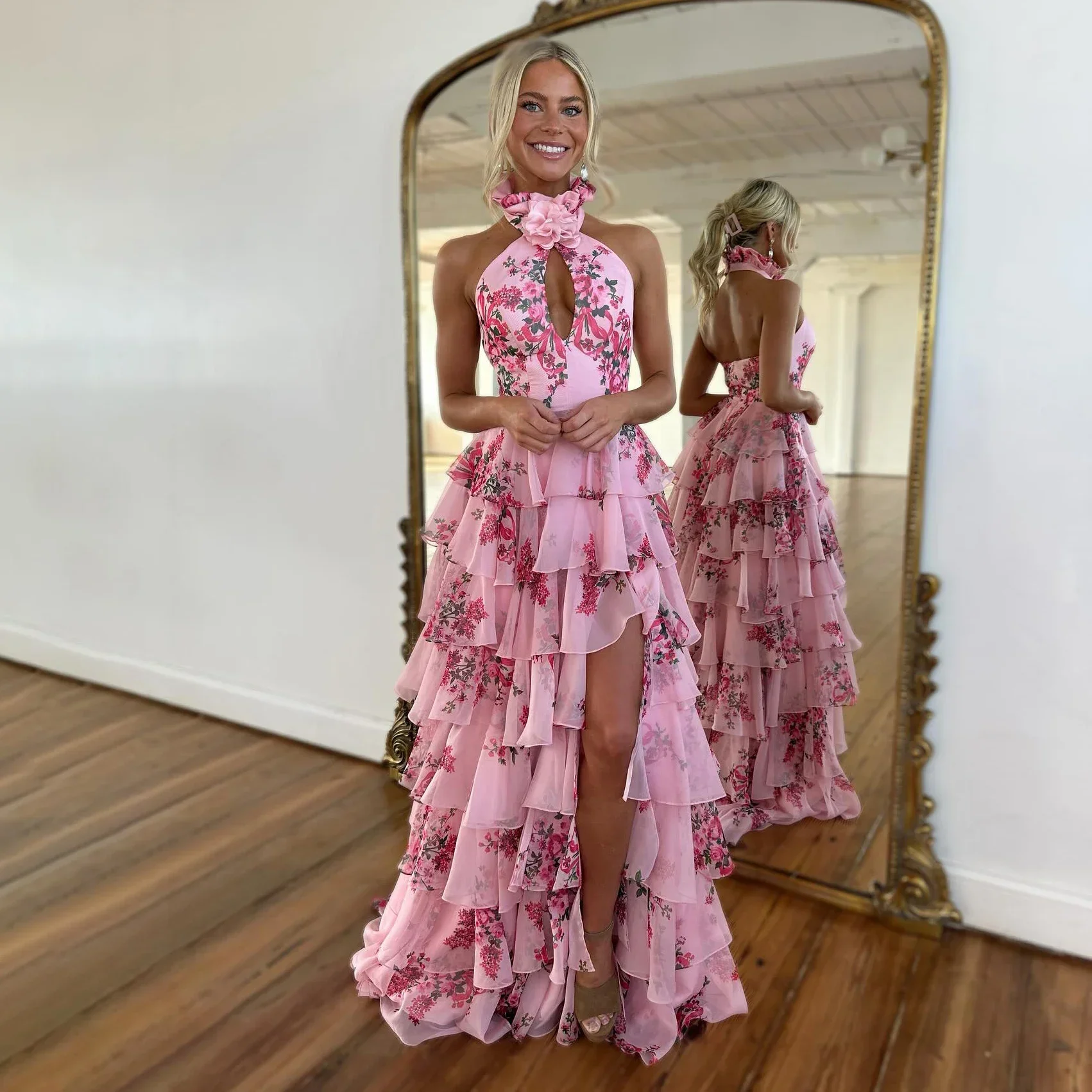 Nuevo traje de baño de 2 uds con hombros descubiertos y falda larga, Bikini Sexy para mujer, traje de baño estampado, Bikini Push Up, traje de baño femenino, ropa de playa