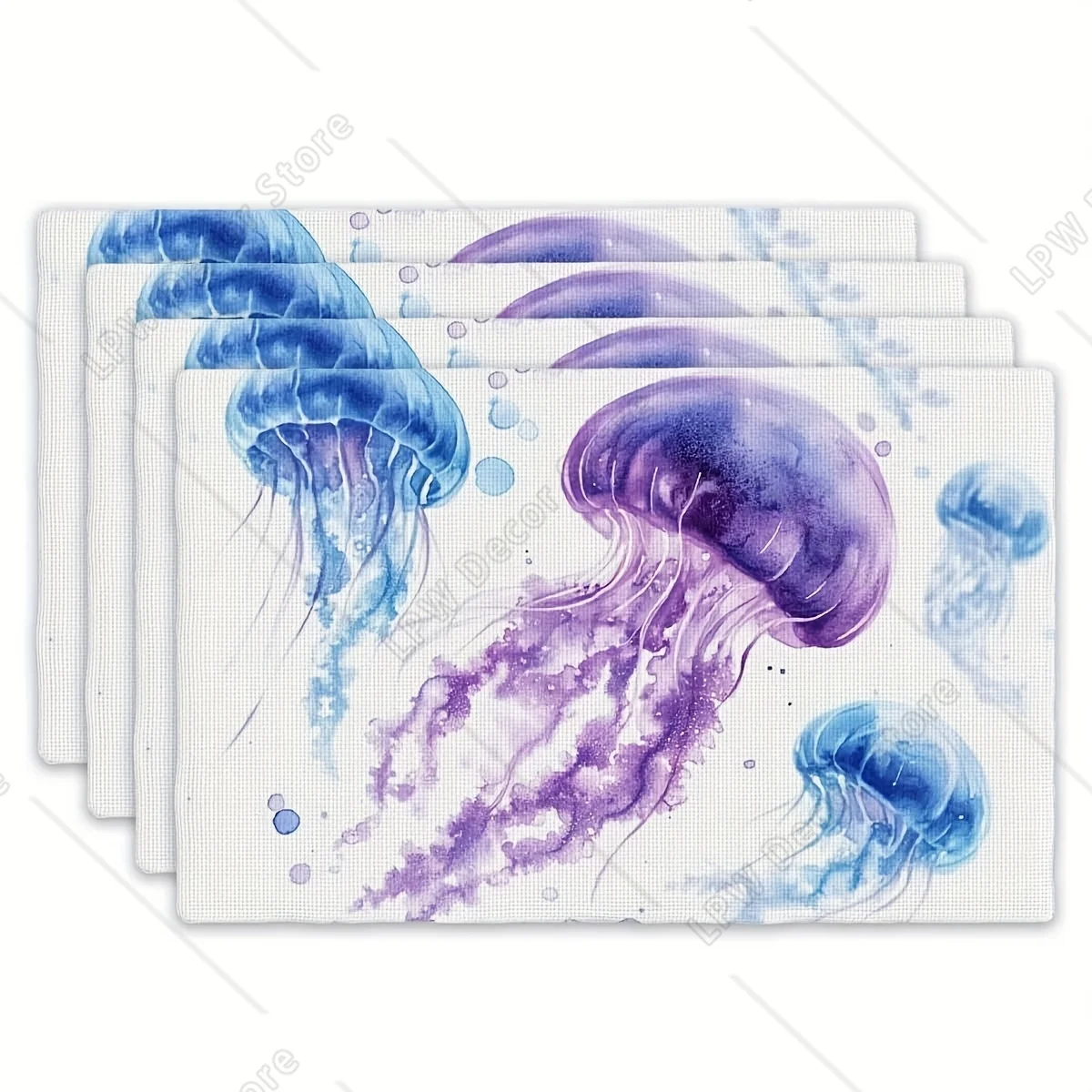 

Набор из 4 салфеток, мечтательная медуза, океанская тема, салфетки, прямоугольные коврики для кухонного обеденного стола, 12 дюймов x 18 дюймов
