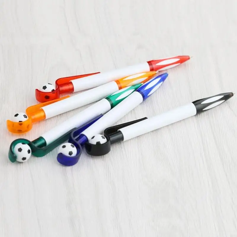 Football Ballpoint Pen with Pocket Clip Detachable Refillable 0.5 Bullet Nib Smooth Writing Football Gift for Kid Adult