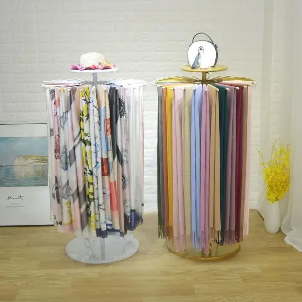 Iron scarves shelf, silk scarves display shelf, floor standing clothing store, cloth shawl display shelf, round rotation