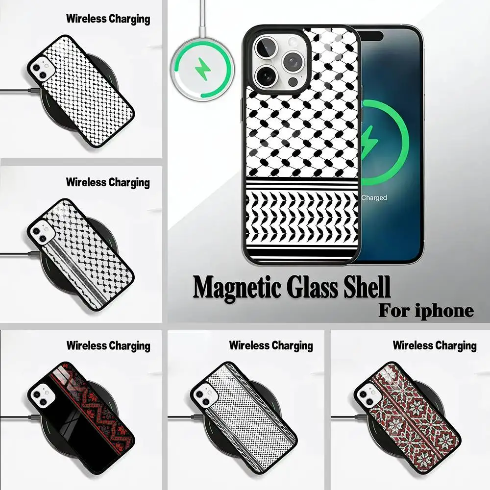 

Чехол для телефона с палестинской кефийхой для iPhone 17, 16, 15, 14, 13, 12, 11 Pro Max, 16/15/14 Plus, с поддержкой беспроводной зарядки, Funda