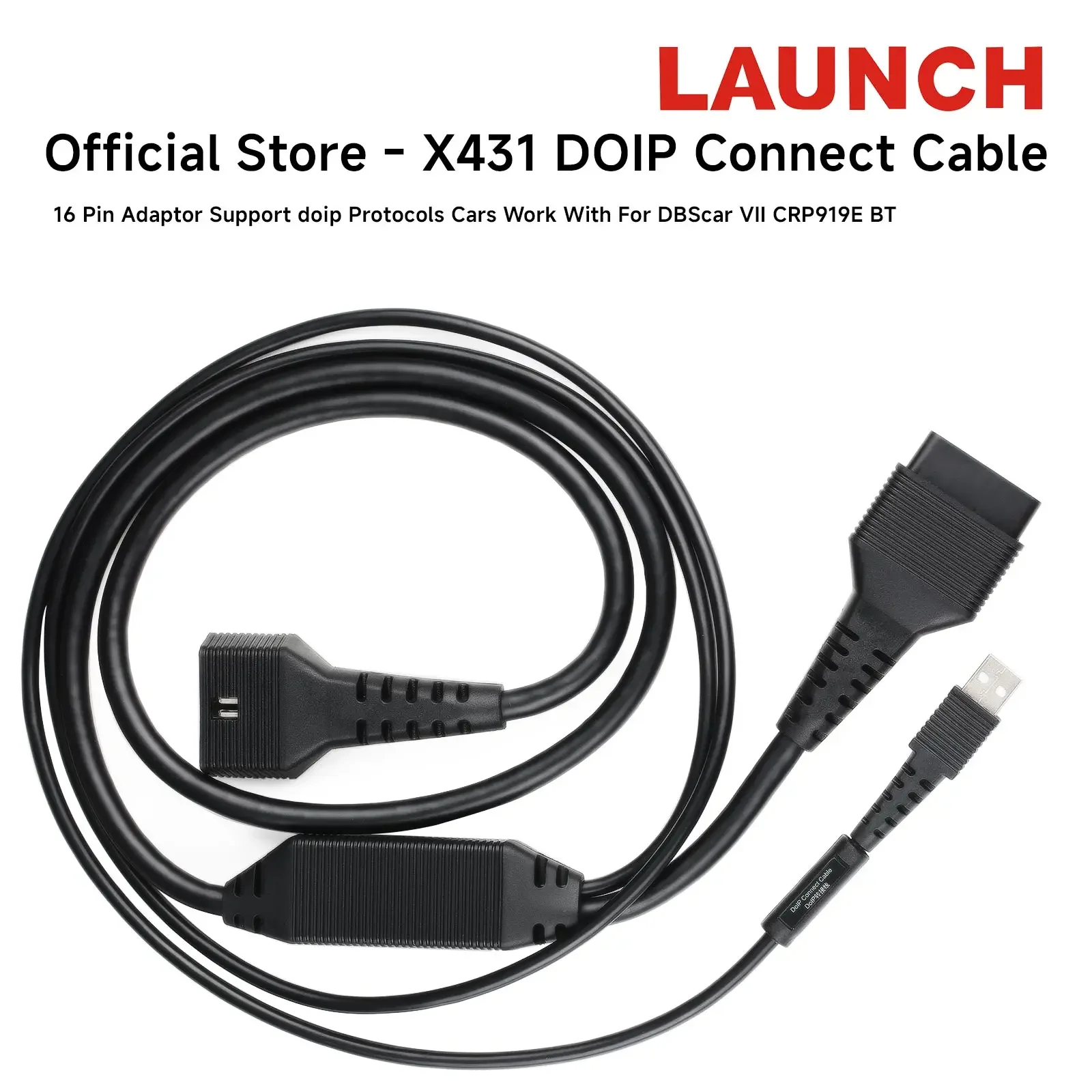 100% Original LAUNCH X431 DoIP Connector cable 16 Pin Adaptor Support doip Protocols Cars work with LAUNCH X431series