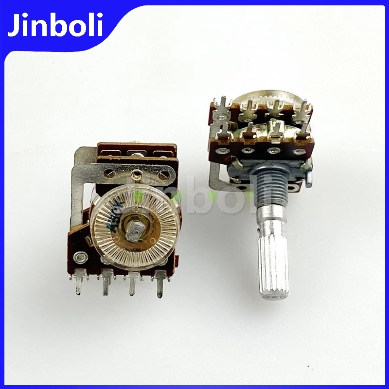 2PCS 16-type 8Pins Double A50K With Equal Sound tap, step-by-step Audio Amplifier Volume potentiometer, Shaft Length 25MM