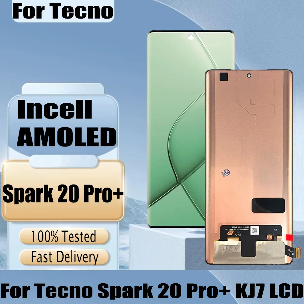 Pantalla LCD AMOLED/Incell para Tecno Spark 20 Pro+ KJ7, Reemplazo del Ensamblaje del Digitalizador de Pantalla Táctil para Tecno Spark 20 Plus LC