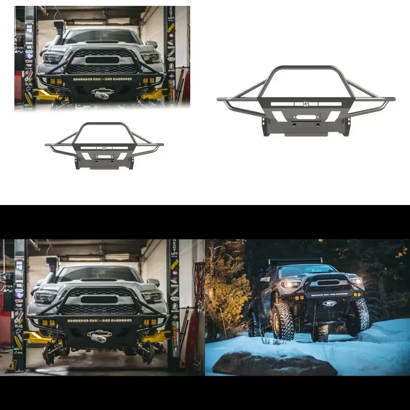 for Maictop Auto Parts Truck Bull Bar Steel 4x4 Off Road Front Bumper C4 for Toyota Tacoma Pickup 2016 and Up
