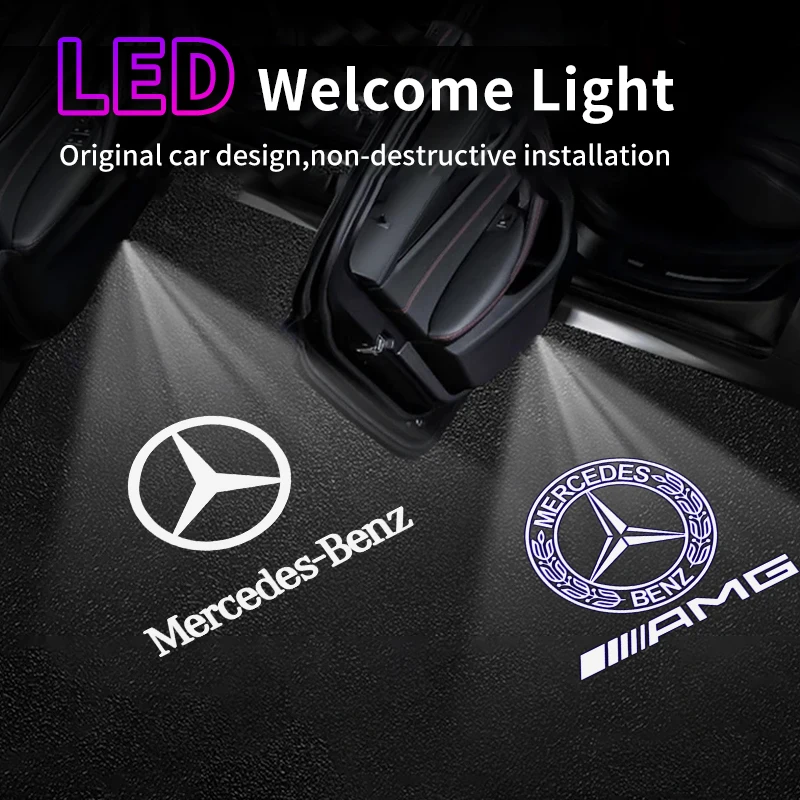 Car Door Projector Lamps LED Welcome Shadow Lights For Mercedes Benz AMG A C E S M Class CLK CLA GLE GLC GLK GLS GL W213 W215