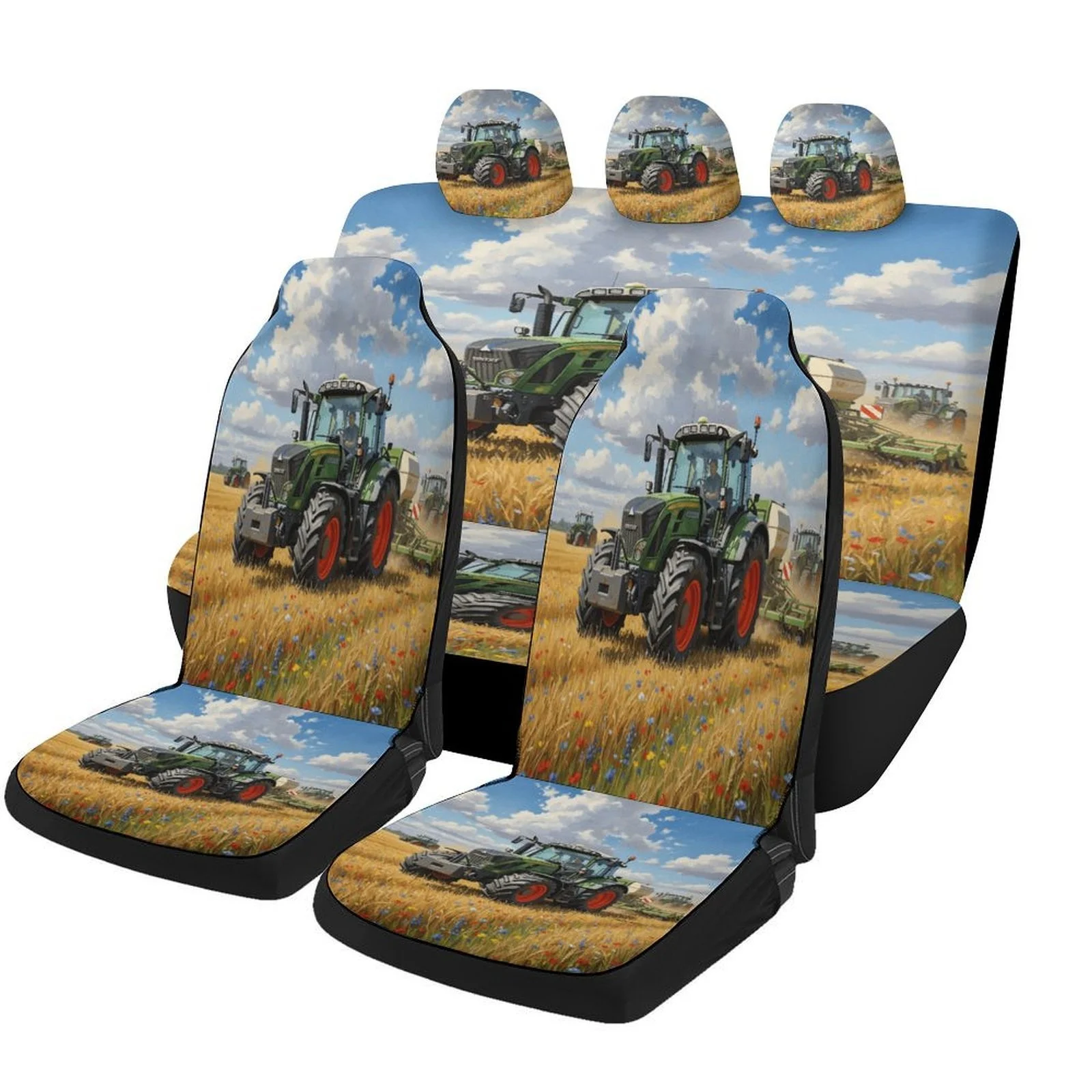Set Of Car Covers Featuring A Tractor Design, Suitable For Various Vehicles. Stylish And Breathable, These Decorative Covers Pro