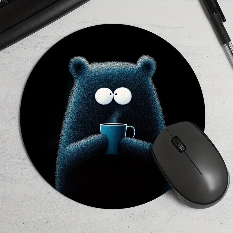 

The durable rubber anti-slip and waterproof round coffee-patterned mouse pad is suitable for both office and home use