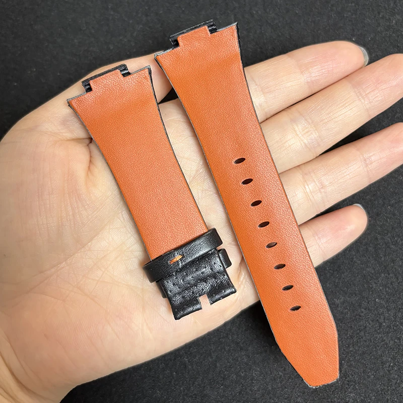 Para seiko sportura snl029p2 snl021p1 sna595p2 snl017p1 pulseira 27x15mm boca convexa pulseiras de relógio de couro genuíno